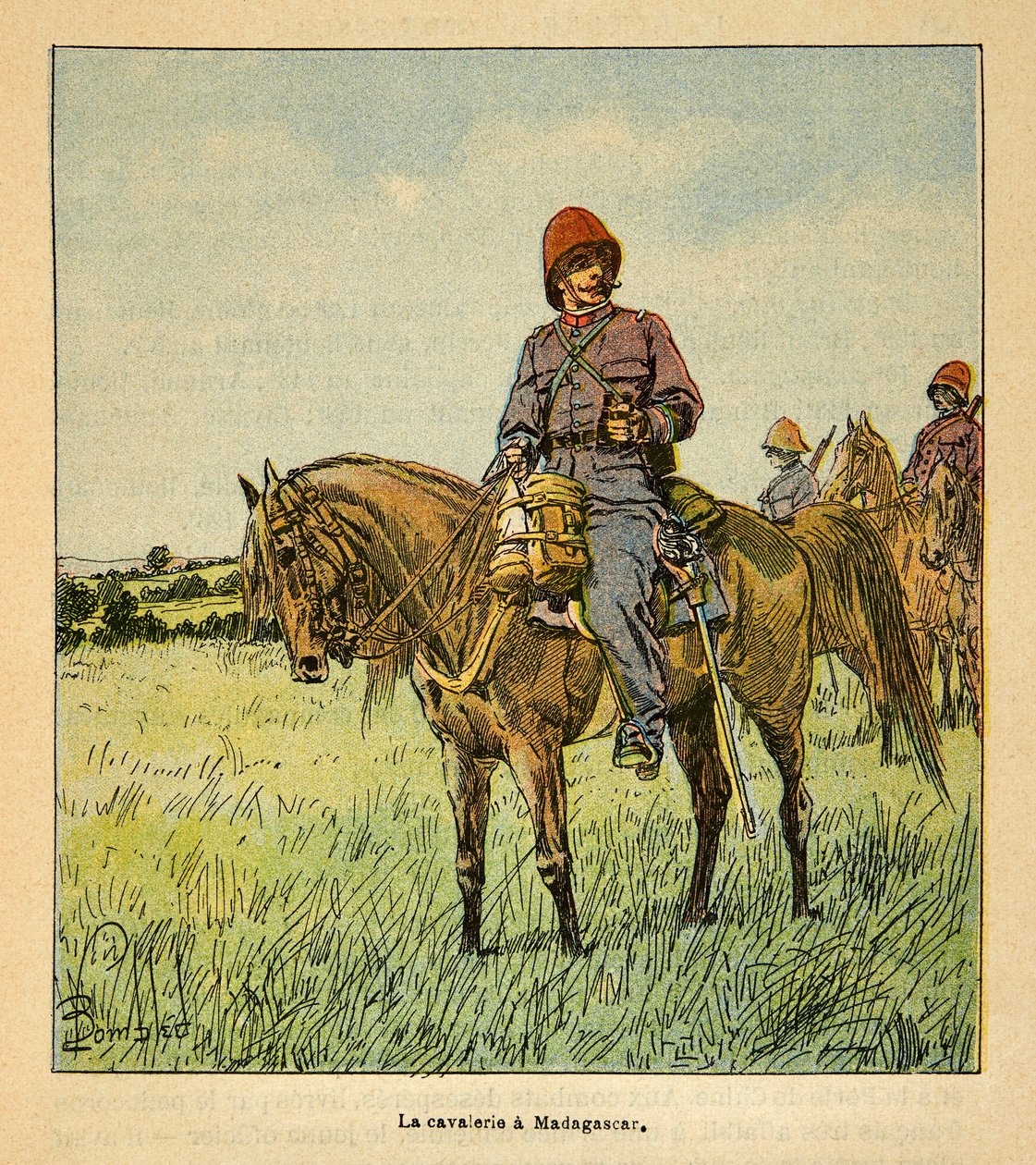 The War in Madagascar - Anecdotal History of the French Expeditions of 1885-1895 by Henri Galli, Illustrated by Louis Bombled: French Cavalry in Madagascar, Private Collection by Louis Charles Bombled