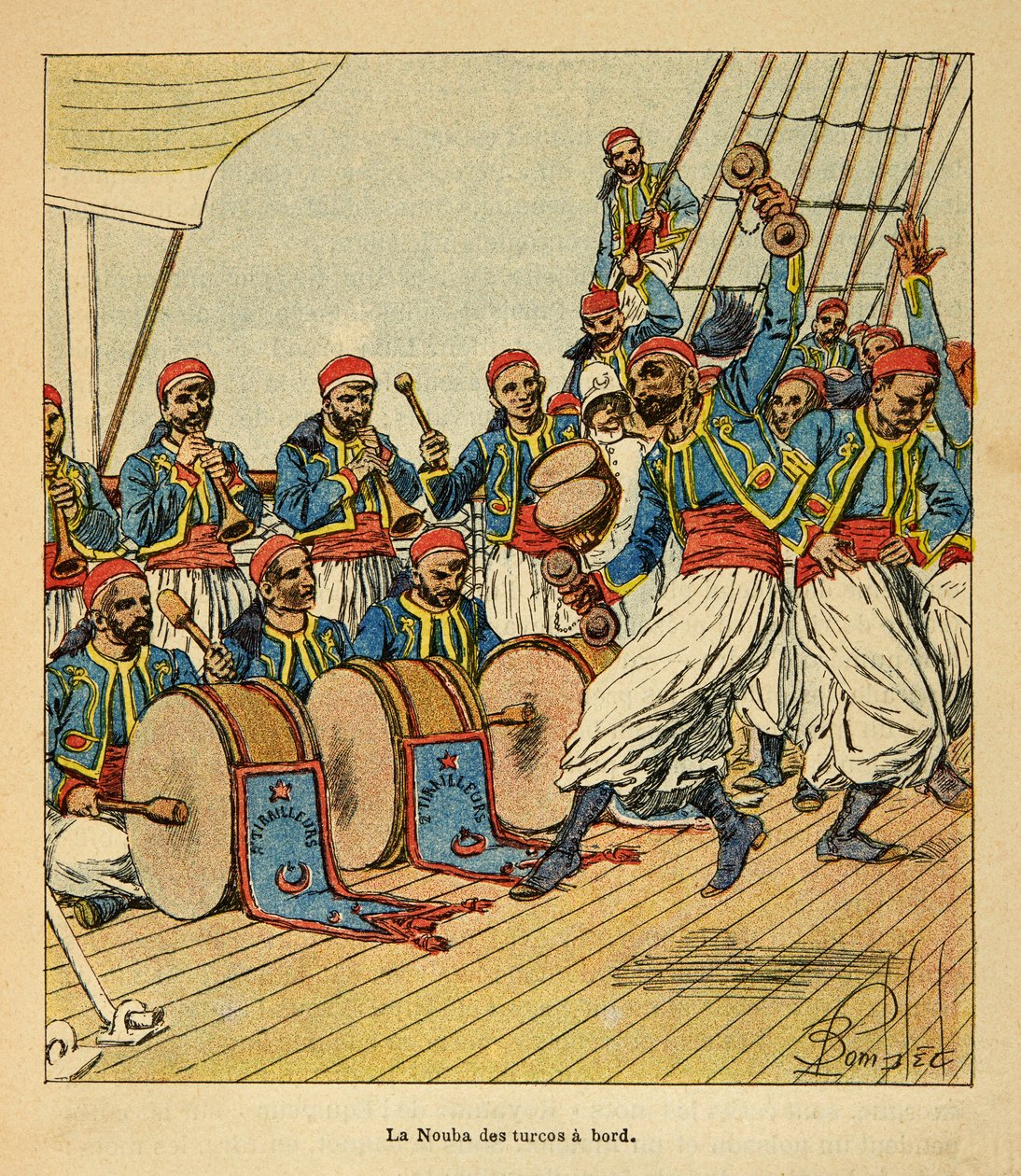 La Nouba des Turcos Aboard the Ship Sailing to Madagascar by Louis Charles Bombled