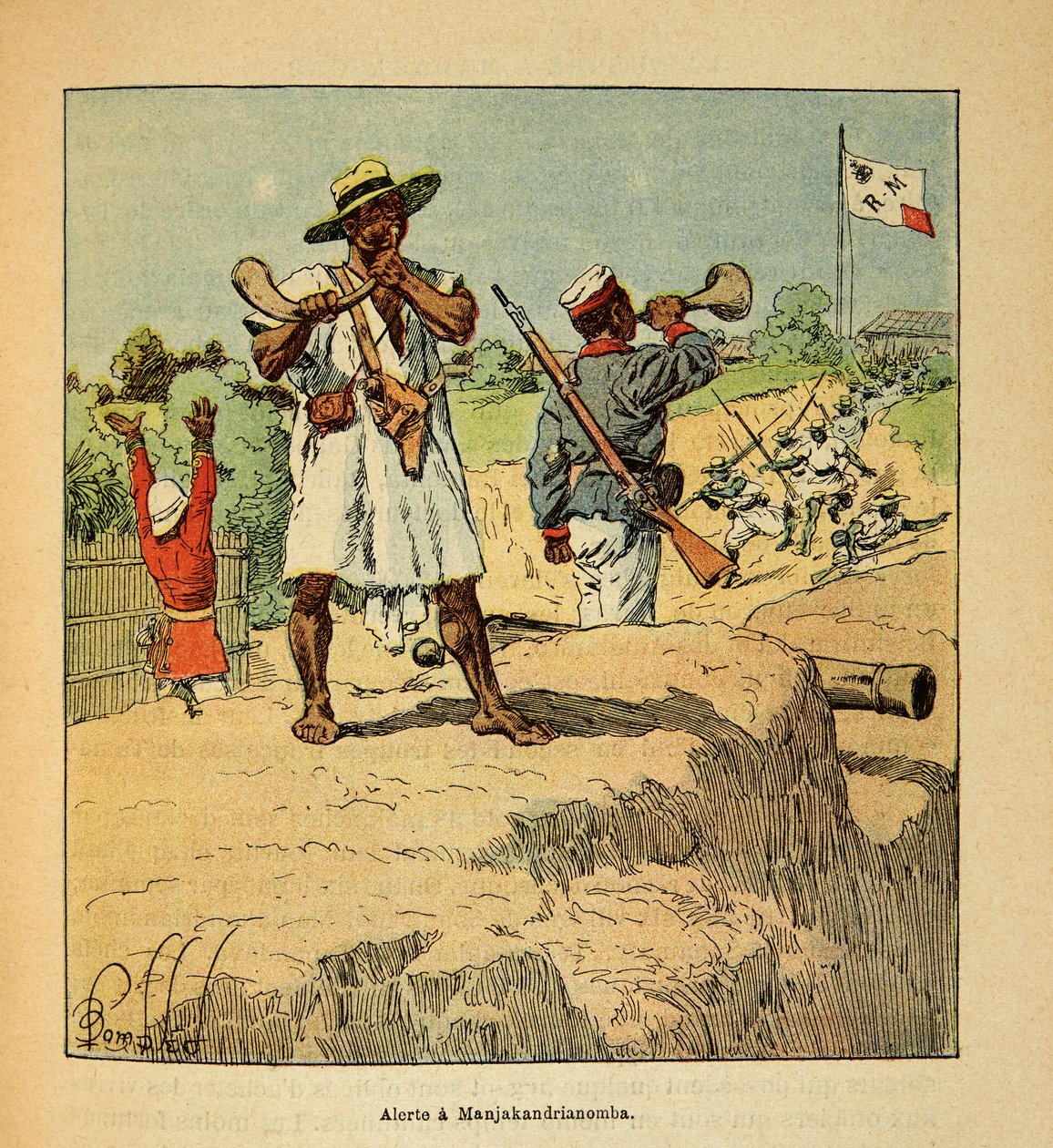 The War in Madagascar: Malagasy Troops on Alert in Manjakandrianomba at the Arrival of French Troops in 1895 by Louis Charles Bombled
