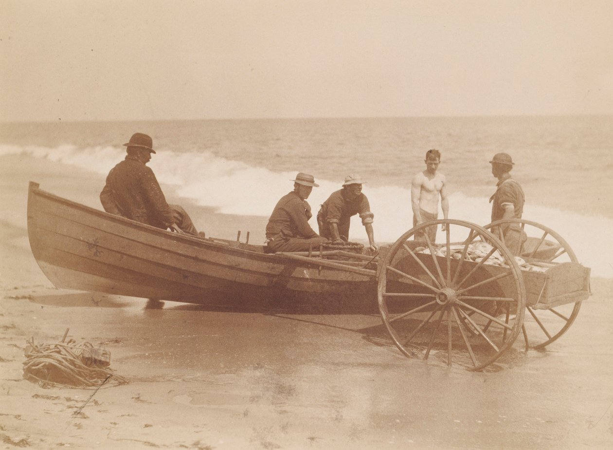 Fishermen Unloading a Boat, Sea Bright, New Jersey by Louis Comfort Tiffany