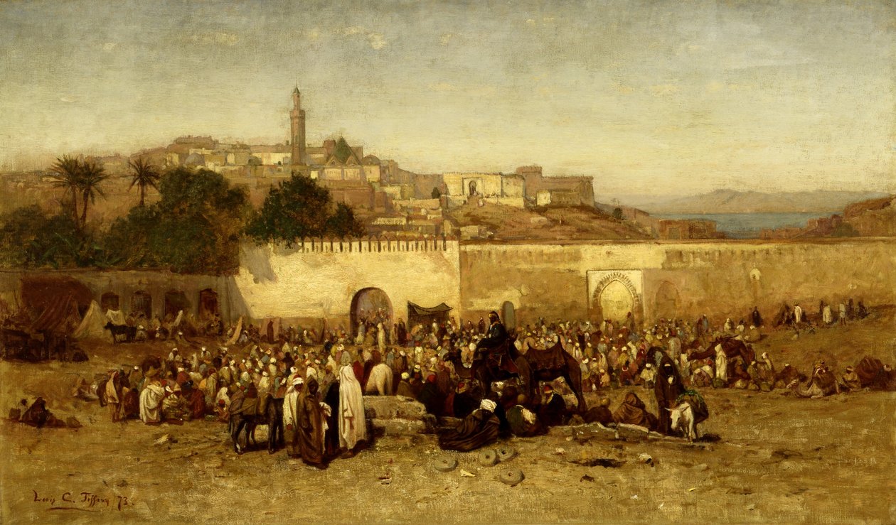 Market Day Outside the Walls of Tangiers, Morocco by Louis Comfort Tiffany