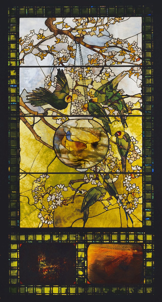 Parakeets and Gold Fish Bowl by Louis Comfort Tiffany