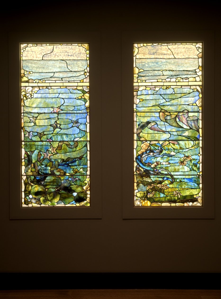 Window with Starfish ("Spring") and Window with Sea Anemone ("Summer"), c.1885-1895 by Louis Comfort Tiffany