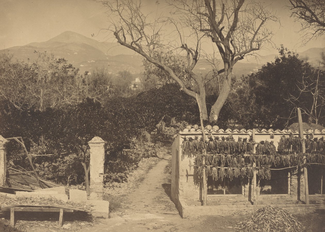 Agricultural Scene with Mountains, 1850s by Louis Crette