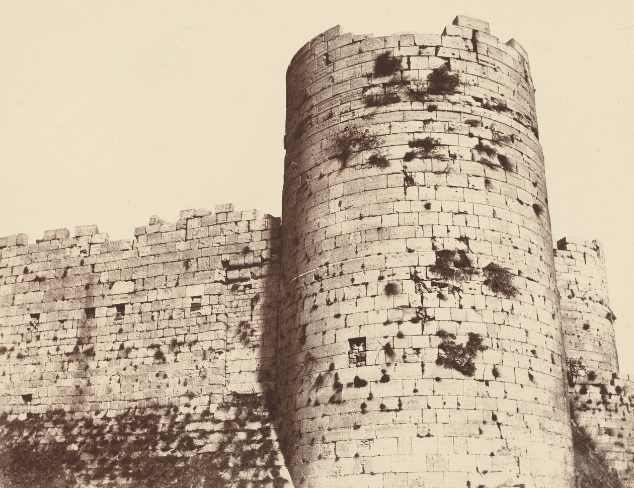 Kalaat-El-Hosn, Second Enclosure, Exterior, Corner Tower, southwest, 1859 by Louis de Clercq
