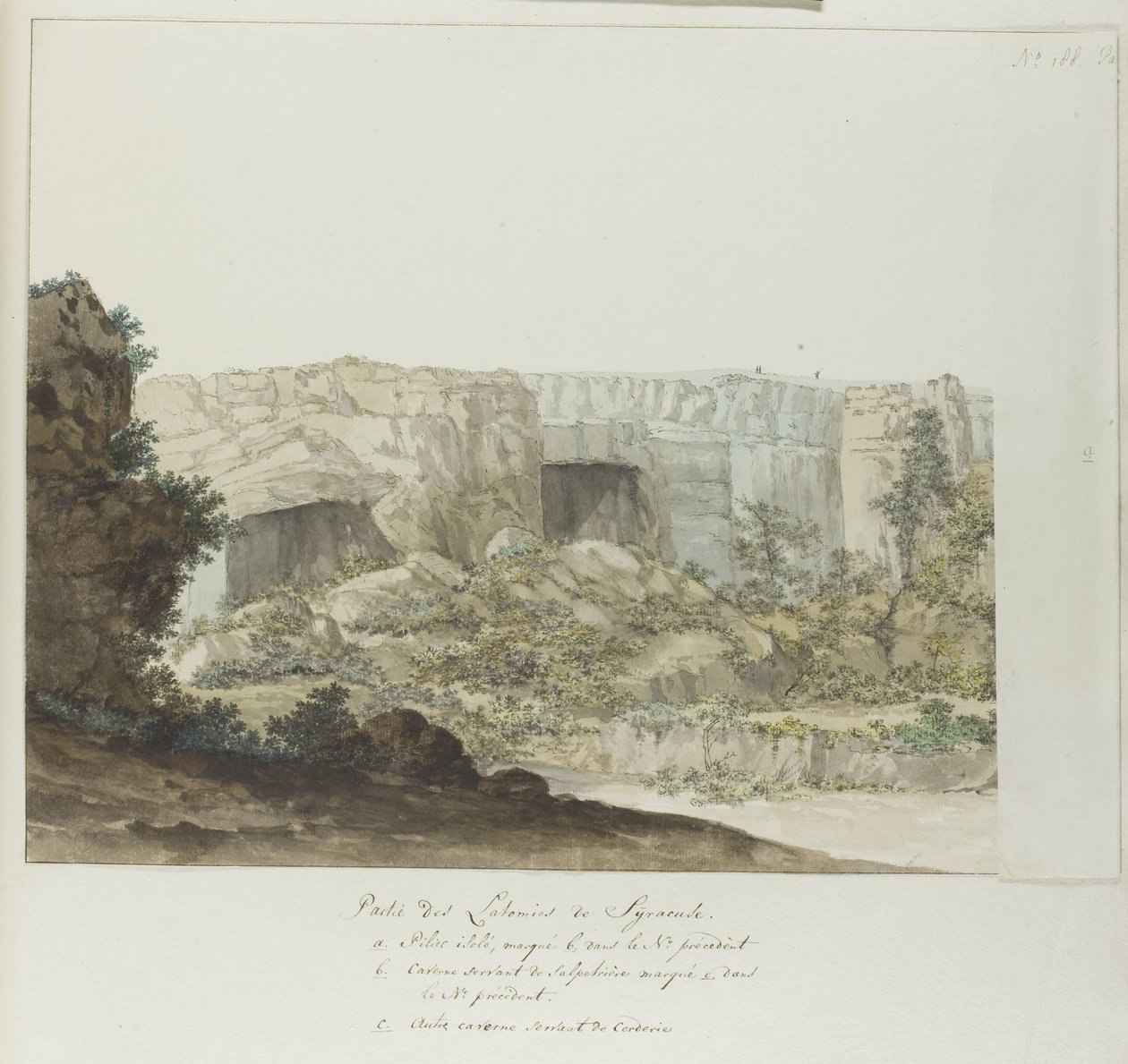 Part of Latomies Caves near Syracuse (Voyage en Italie, en Sicile et à Malte - 1778) by Louis Ducros
