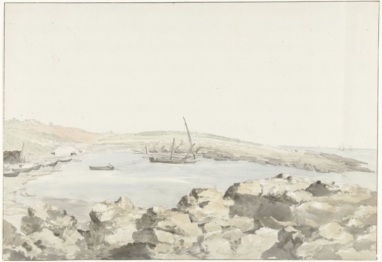 View of the Port of Luogo Vivo (Voyage en Italie, en Sicile et à Malte - 1778) by Louis Ducros