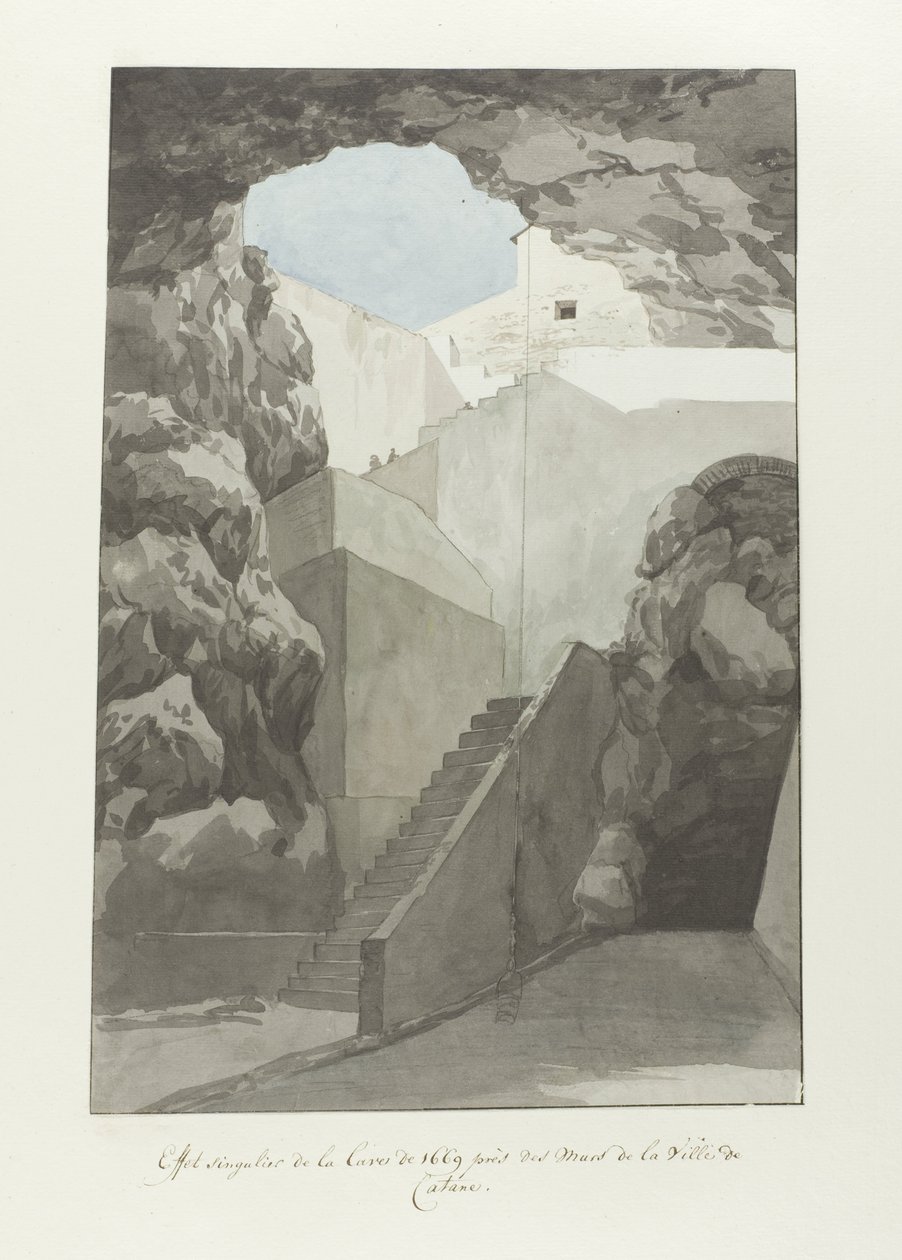 Remarkable Lava Rocks from 1669 Near the City Walls of Catania (Voyage en Italie, en Sicile et à Malte - 1778) by Louis Ducros