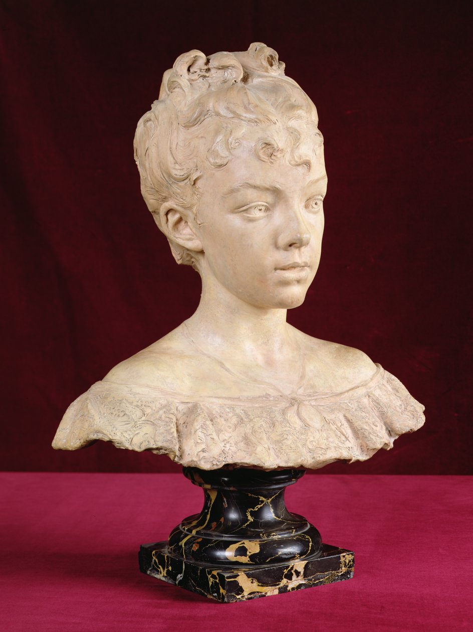 Portrait bust of a young girl by Louis Ernest Barrias