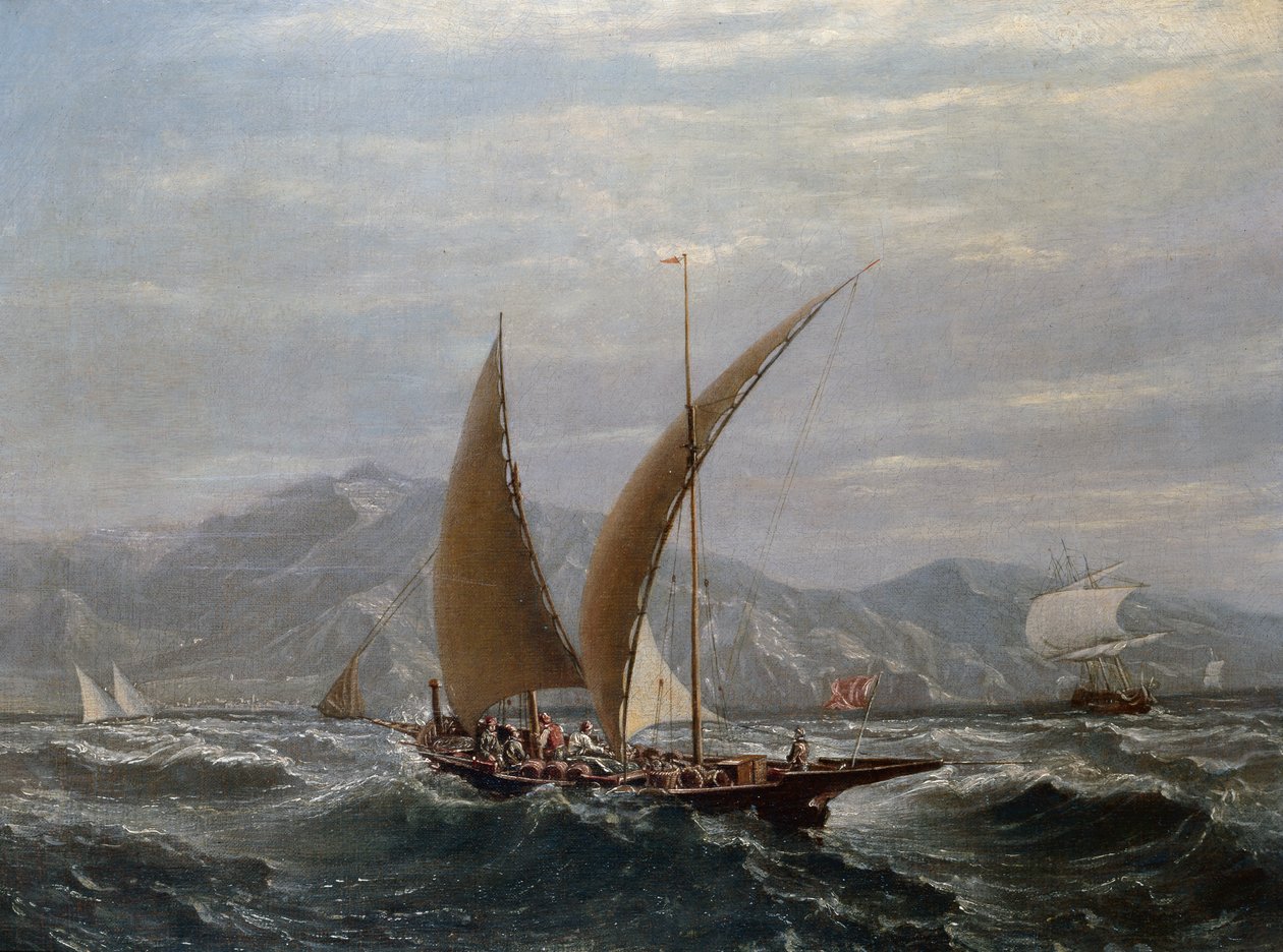 A Mediterranean Tartane by Louis Eugene Gabriel Isabey
