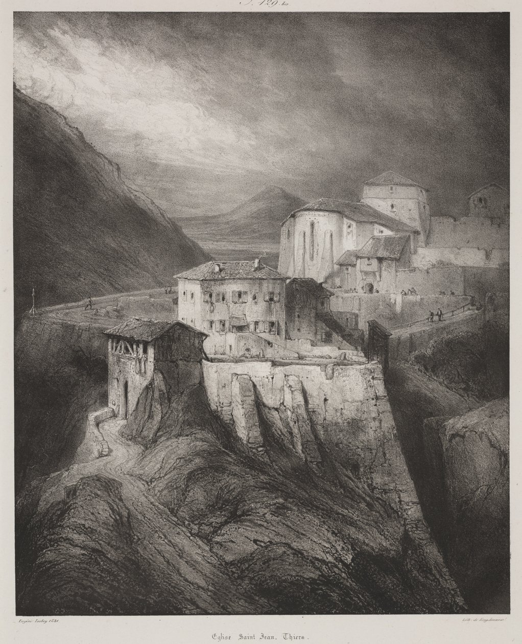 Church of Saint Jean, Thiers, Auvergne by Louis Eugene Gabriel Isabey