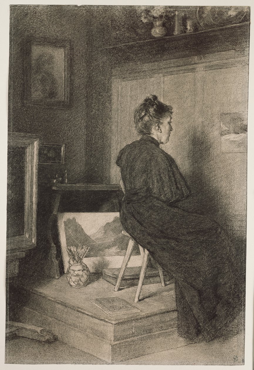 Mary Eysen in the Studio of Villa Holstein in Meran-Obermais by Louis Eysen