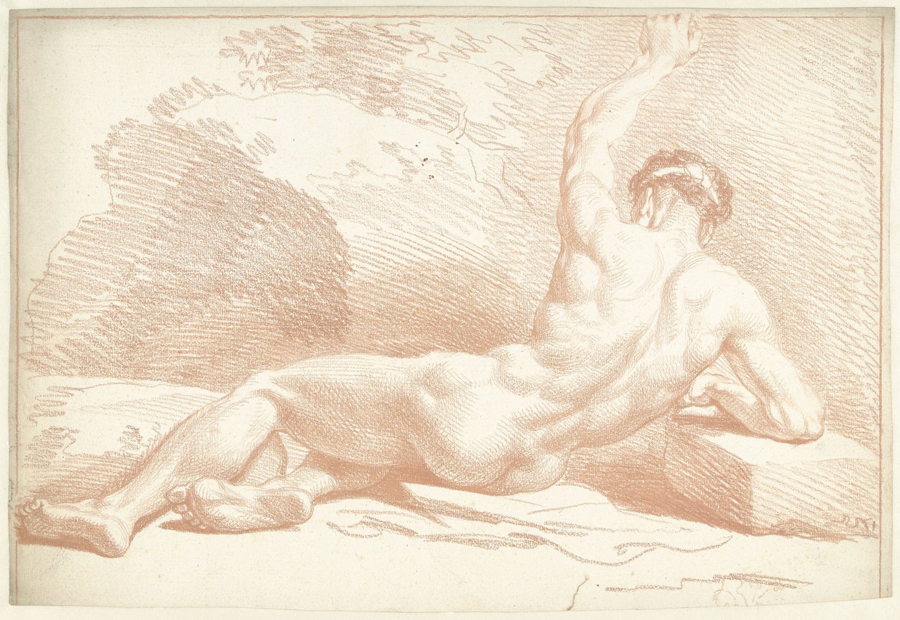 Male Nude, Lying, Seen from the Back by Louis Fabritius Dubourg
