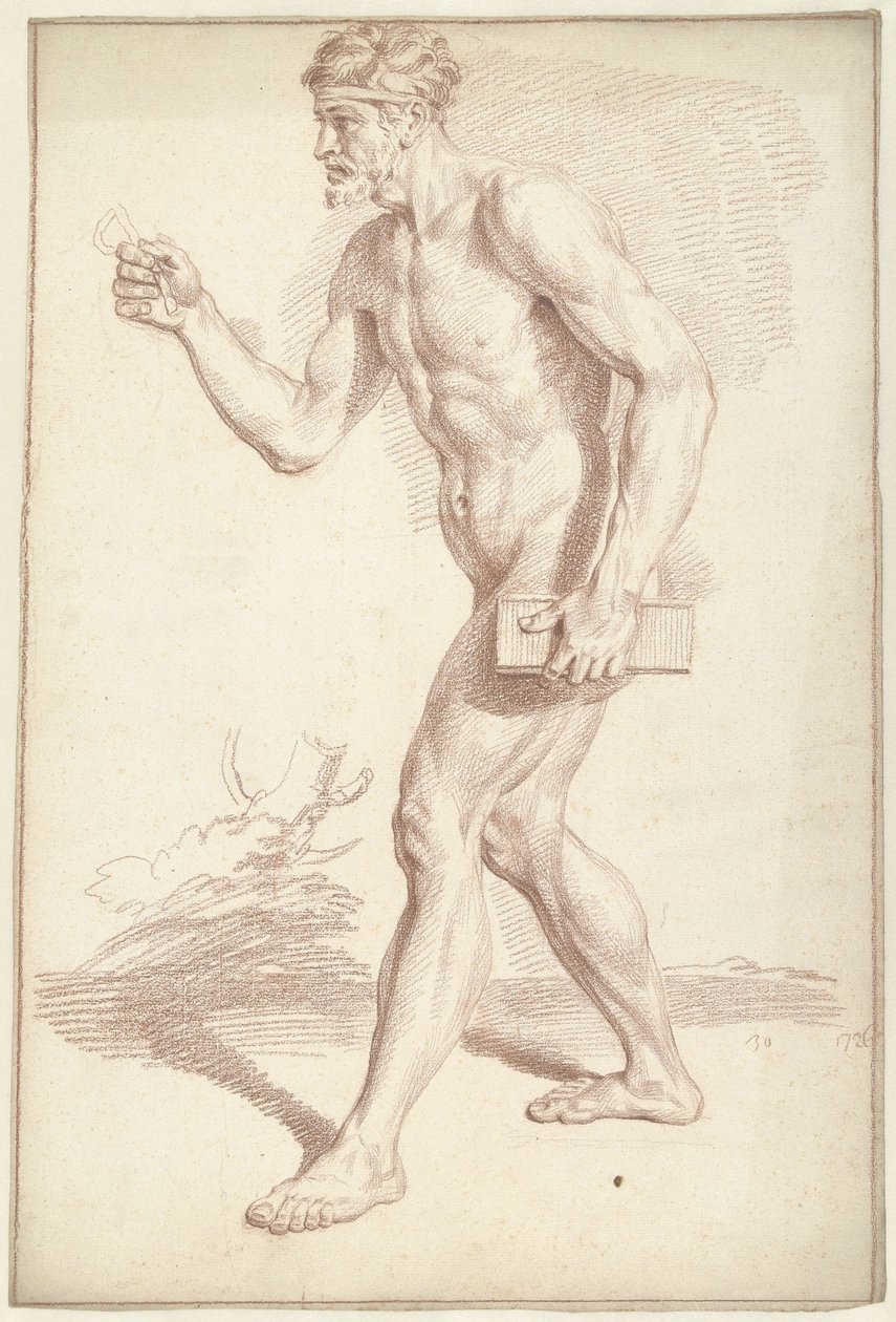 Male Nude, Walking, Facing Left by Louis Fabritius Dubourg