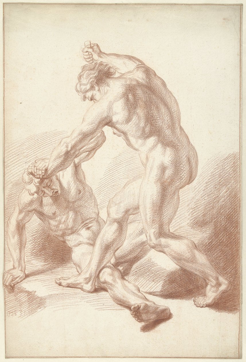 Two Naked Men Fighting by Louis Fabritius Dubourg