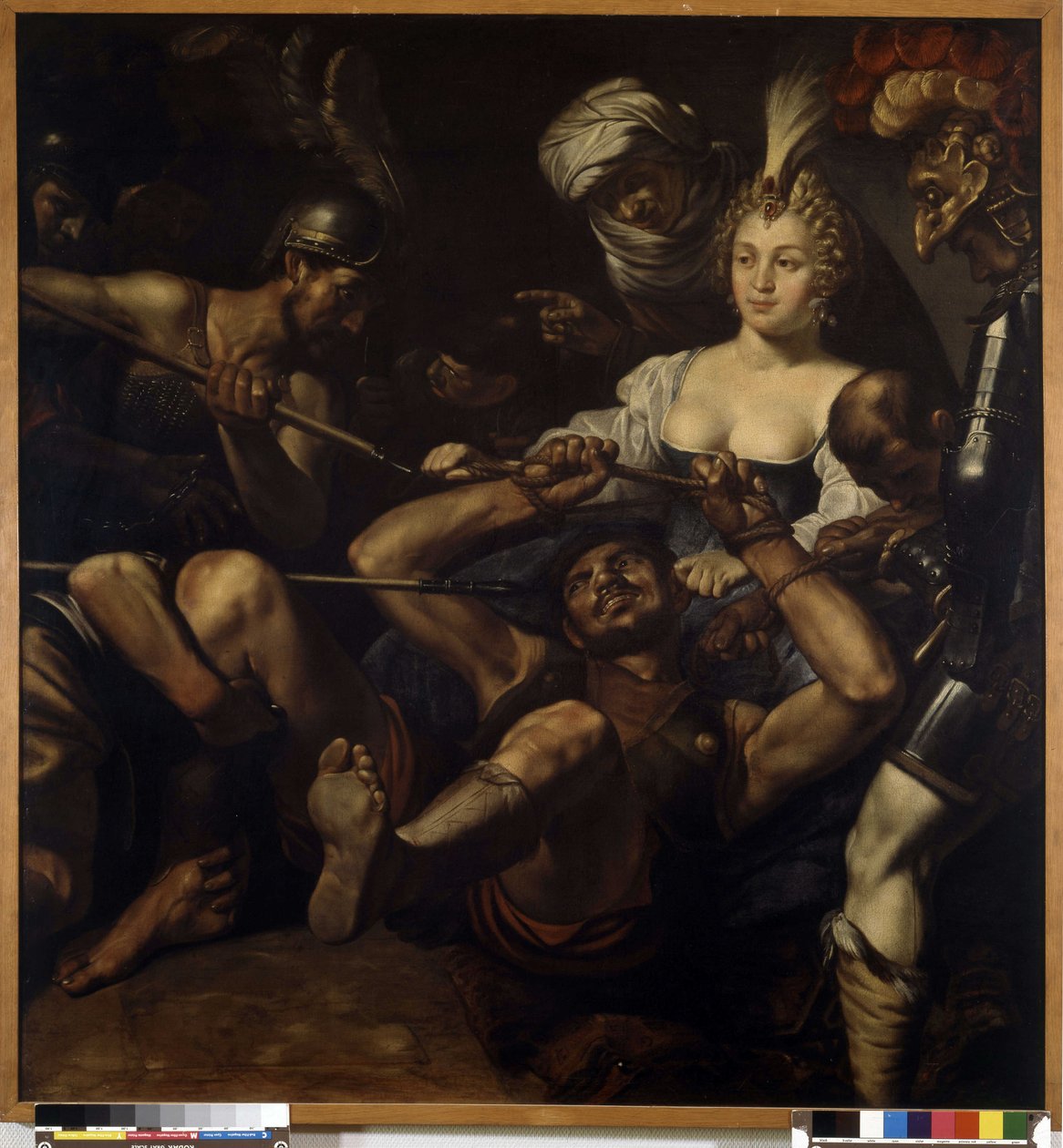 Samson and Delilah: Samson loses strength as Delilah cuts his hair by Louis Finsonius or Finson