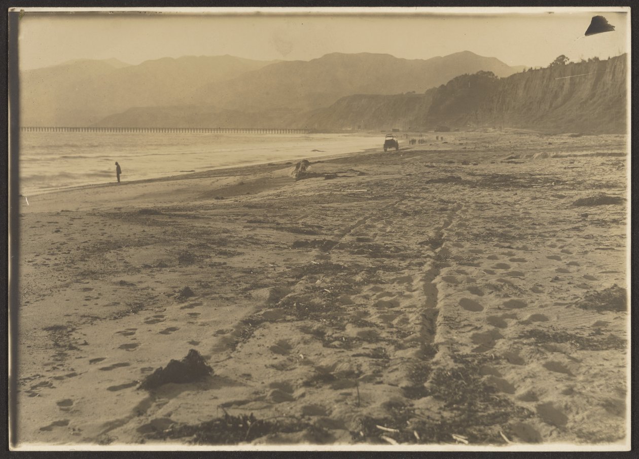 Coastline with Figures and Car by Louis Fleckenstein