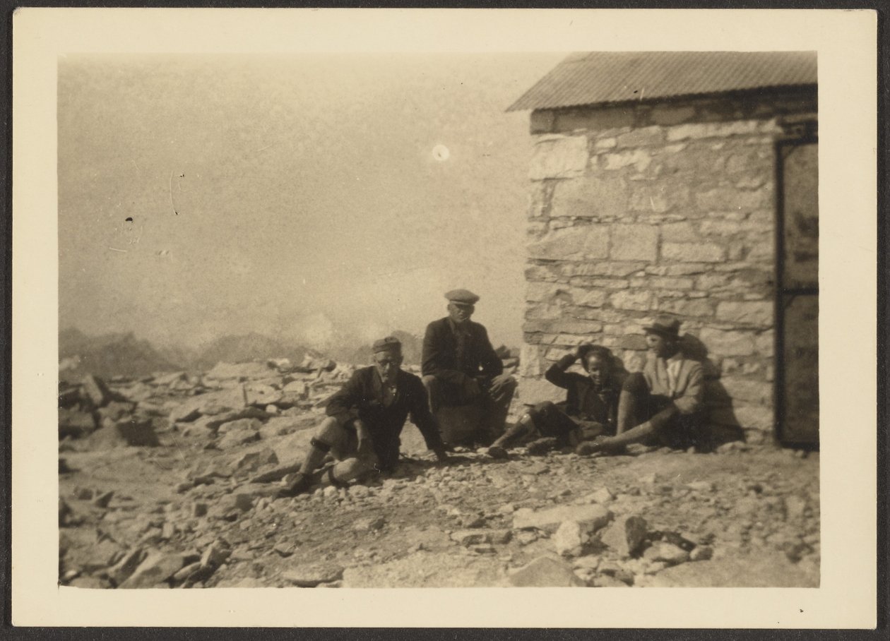 Figures and Stone Building by Louis Fleckenstein
