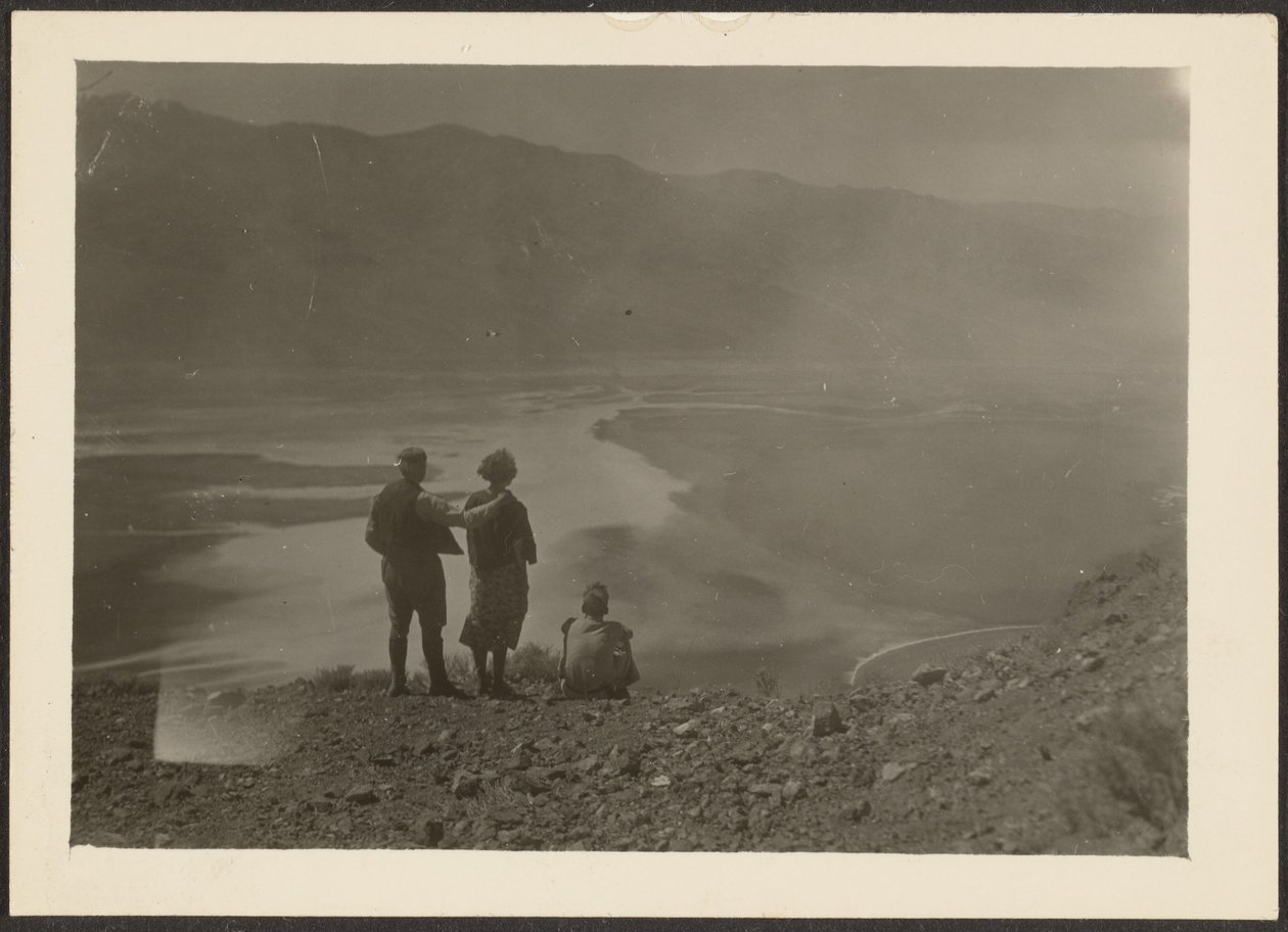 Figures at Desert Oasis by Louis Fleckenstein