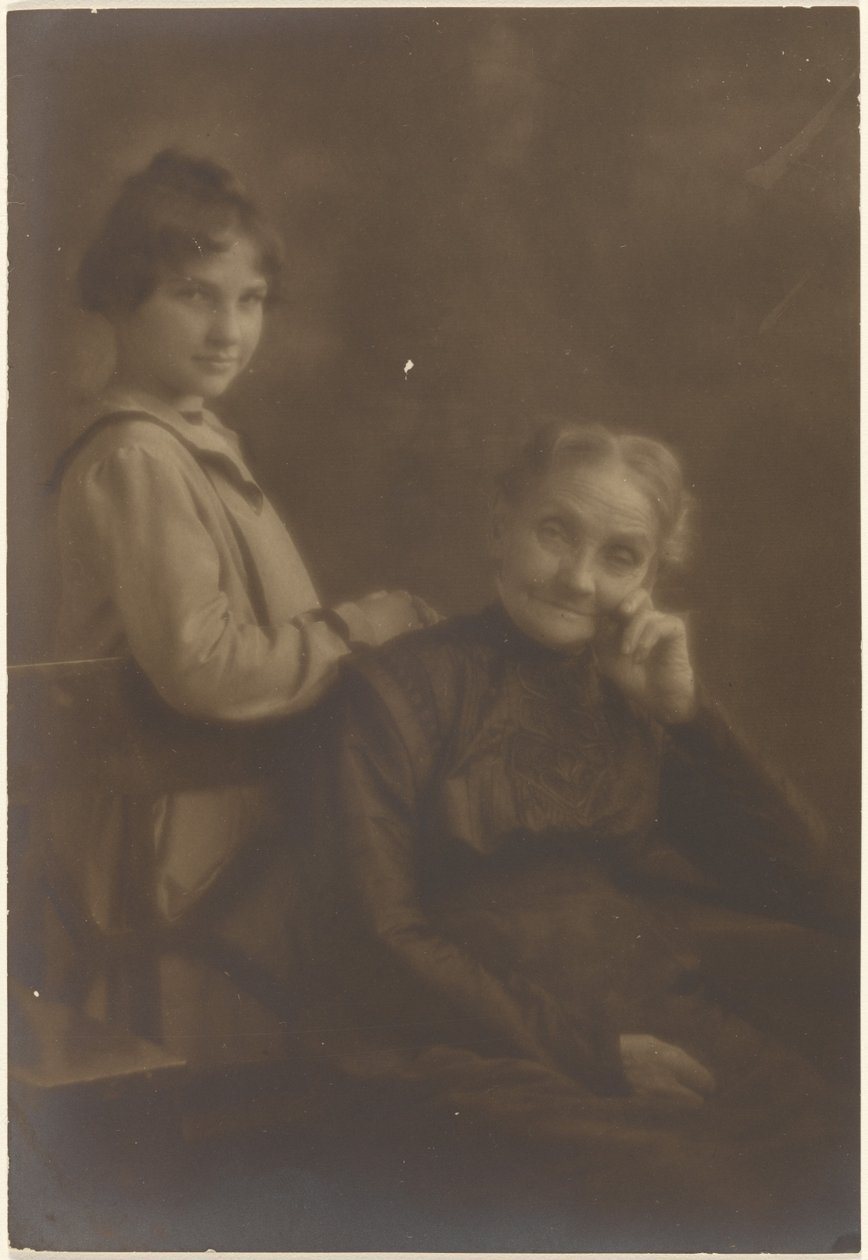 Portrait of Old Woman and Young Girl by Louis Fleckenstein