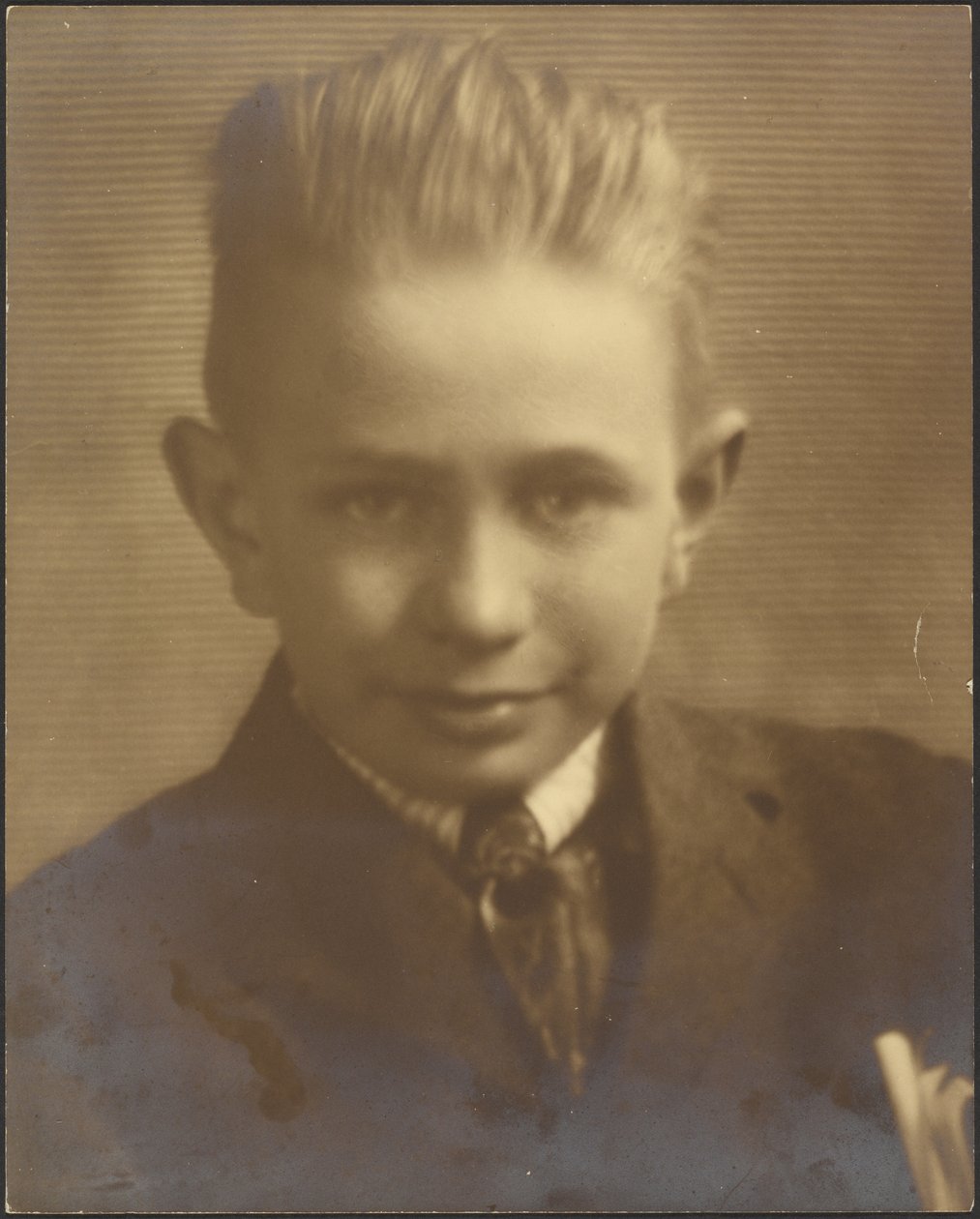 Portrait of a Boy before Lined Screen by Louis Fleckenstein