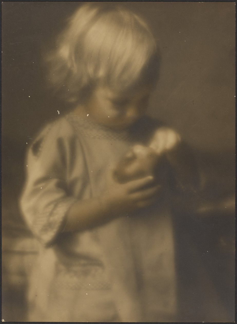 Portrait of a Child Holding an Apple by Louis Fleckenstein