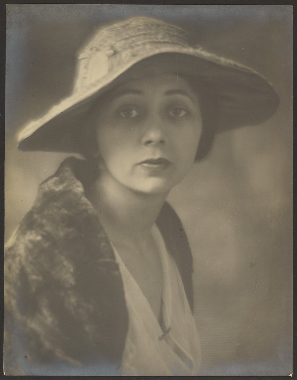 Portrait of a Woman In Fur Capelet by Louis Fleckenstein