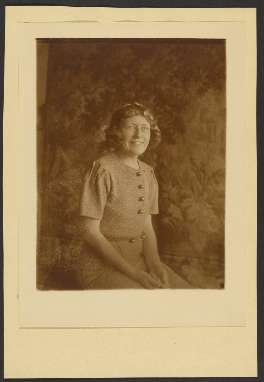 Portrait of a Woman Seated Before Tapestry by Louis Fleckenstein