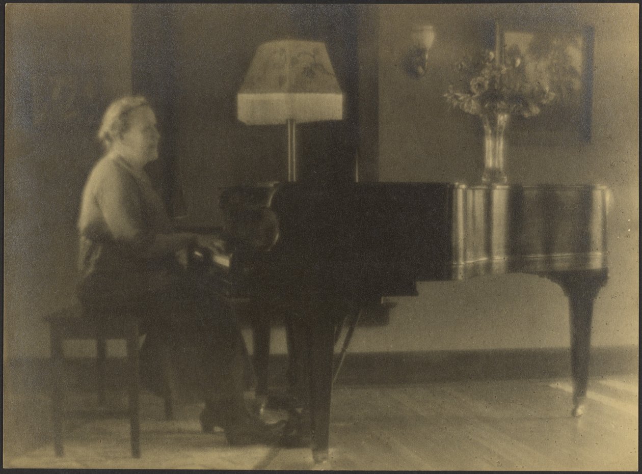 [Portrait of a Woman Seated at the Piano] by Louis Fleckenstein