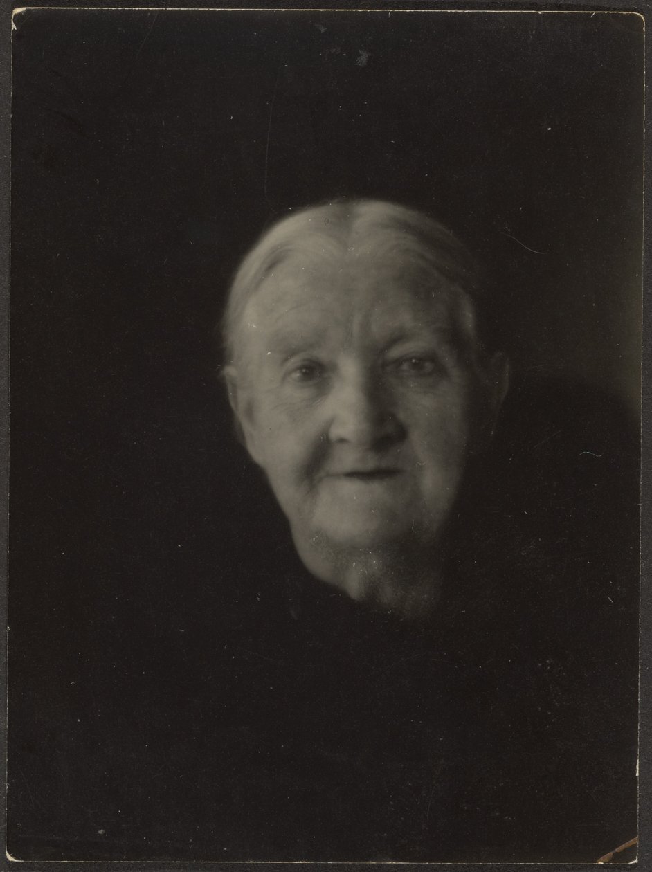 Portrait of an Old Woman in Dark Setting by Louis Fleckenstein