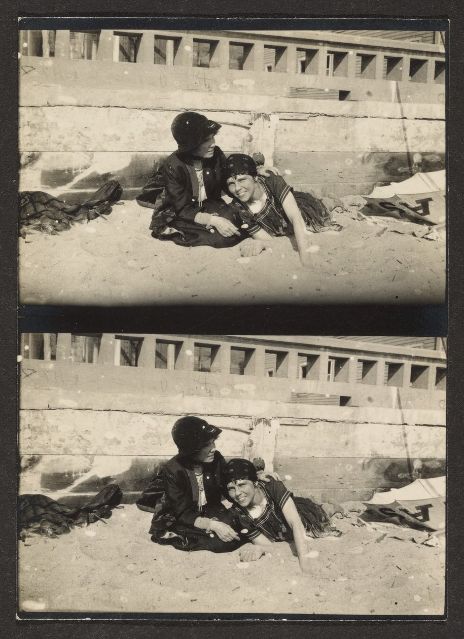 Two Women on Beach, Re-photographed by Louis Fleckenstein