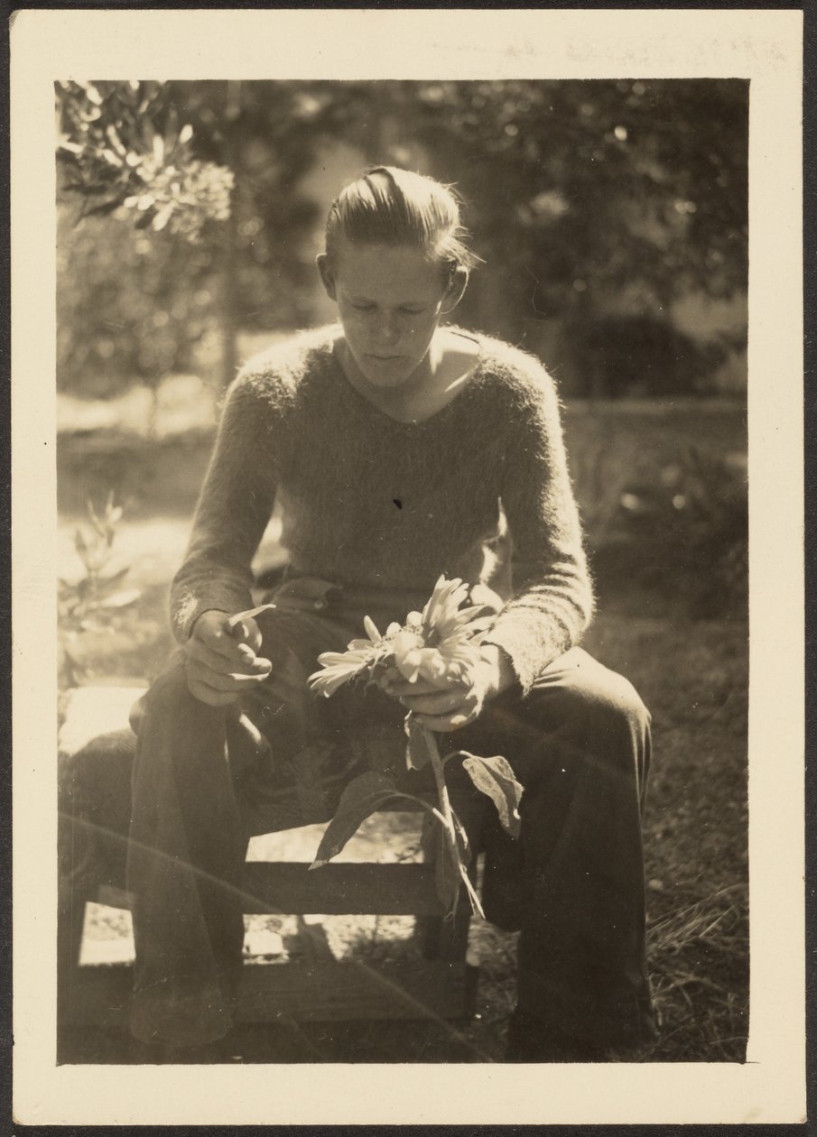 Woman Holding Sunflowers by Louis Fleckenstein