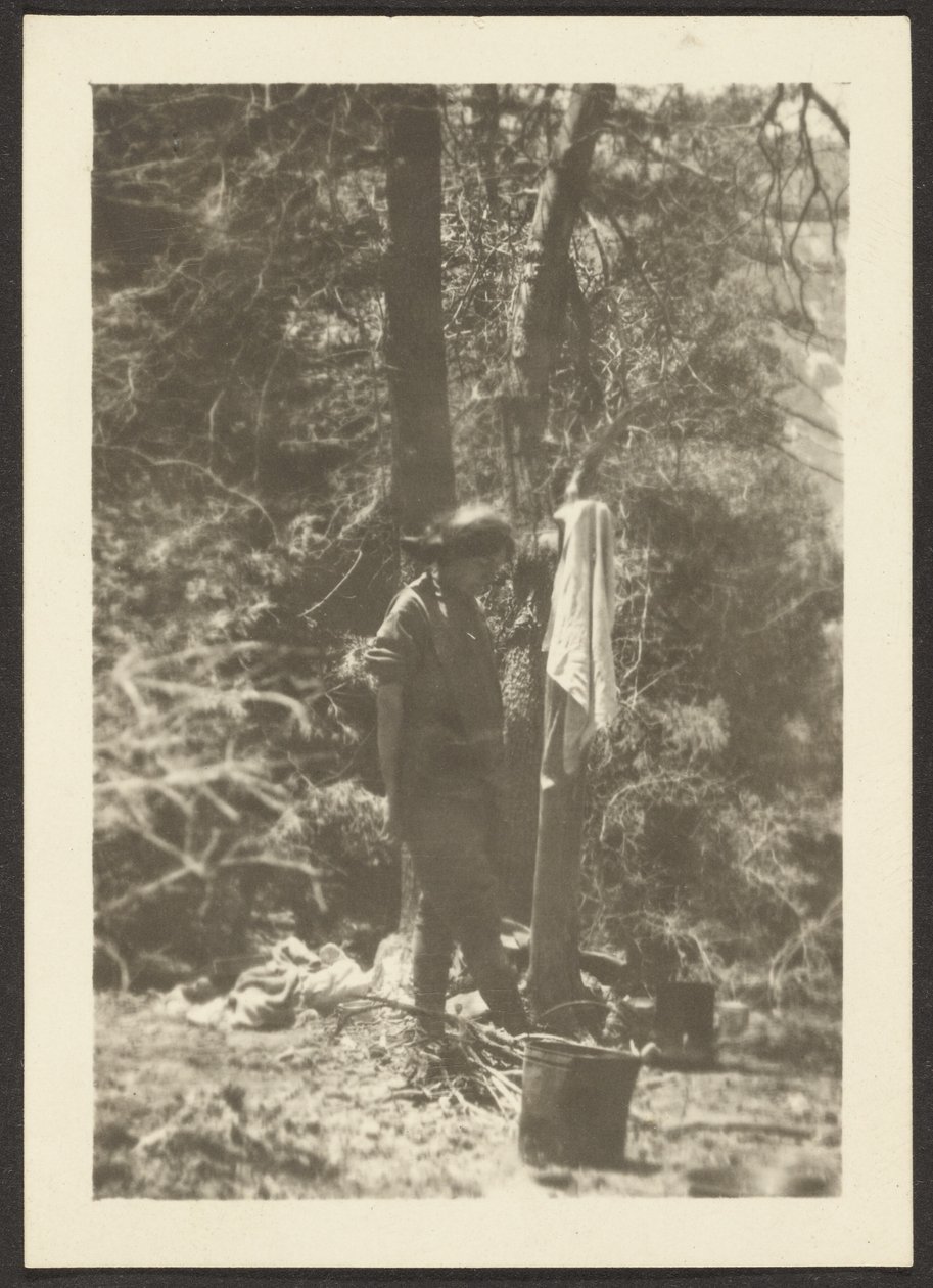 Woman with Pails in Woods by Louis Fleckenstein