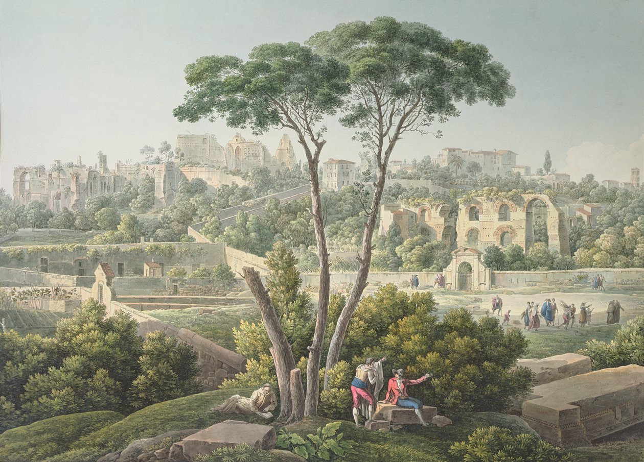 View of the Palatine Hill in Rome, with the ruins of the Palace of the Caesars in the background by Louis Francois Cassas