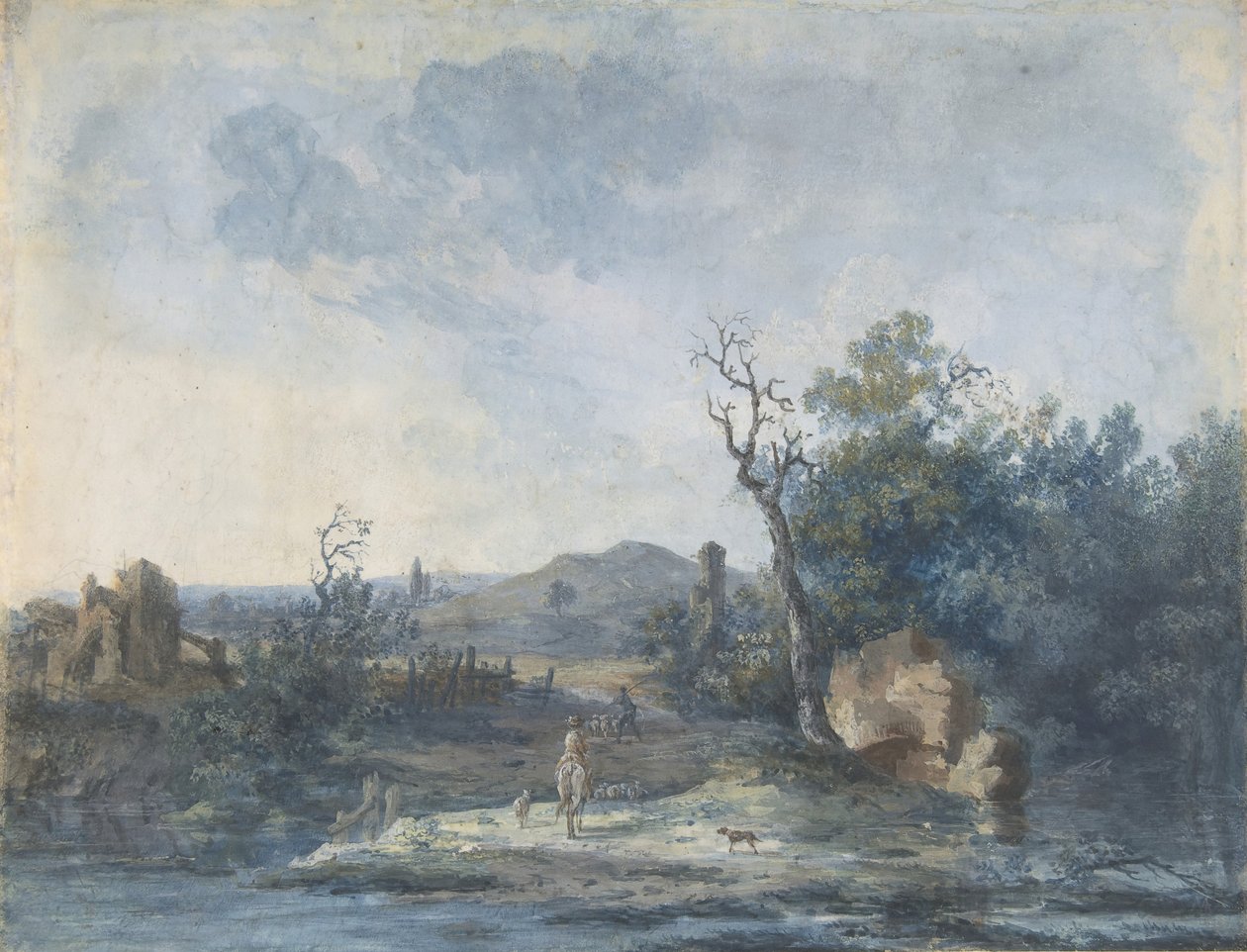 Figures on a Country Road by Louis Gabriel Moreau
