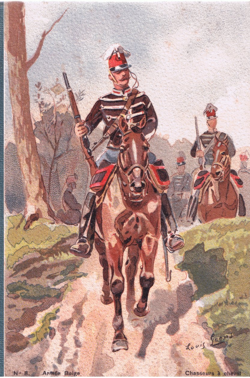Chasseurs A Cheval, Postcard, 1920s by Louis Geens