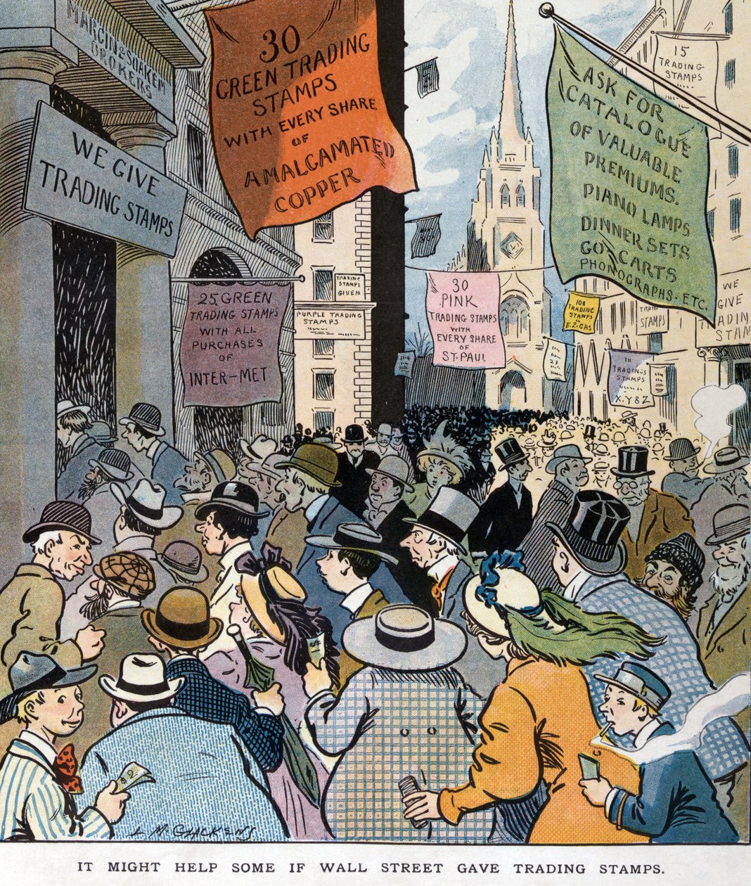 It Might Help Some if Wall Street Gave Trading Stamps by Louis Glackens, Published 1907 by Louis Glackens