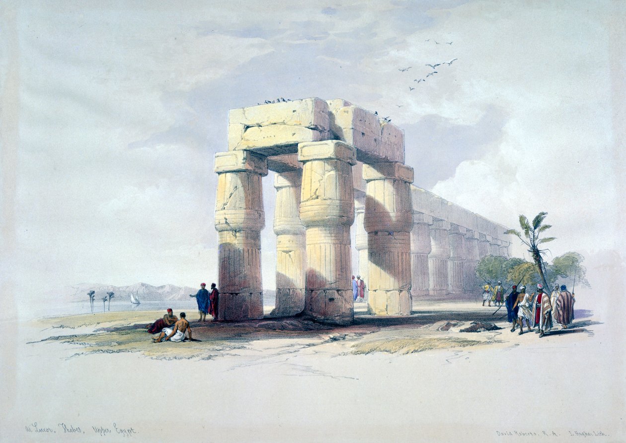 At Luxor, Thebes, Upper Egypt by Louis Haghe