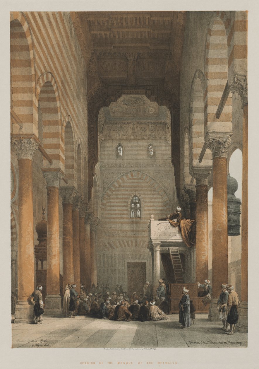 Egypt and Nubia, Volume III: Interior of the Mosque of the Metwalys, 1849 by Louis Haghe
