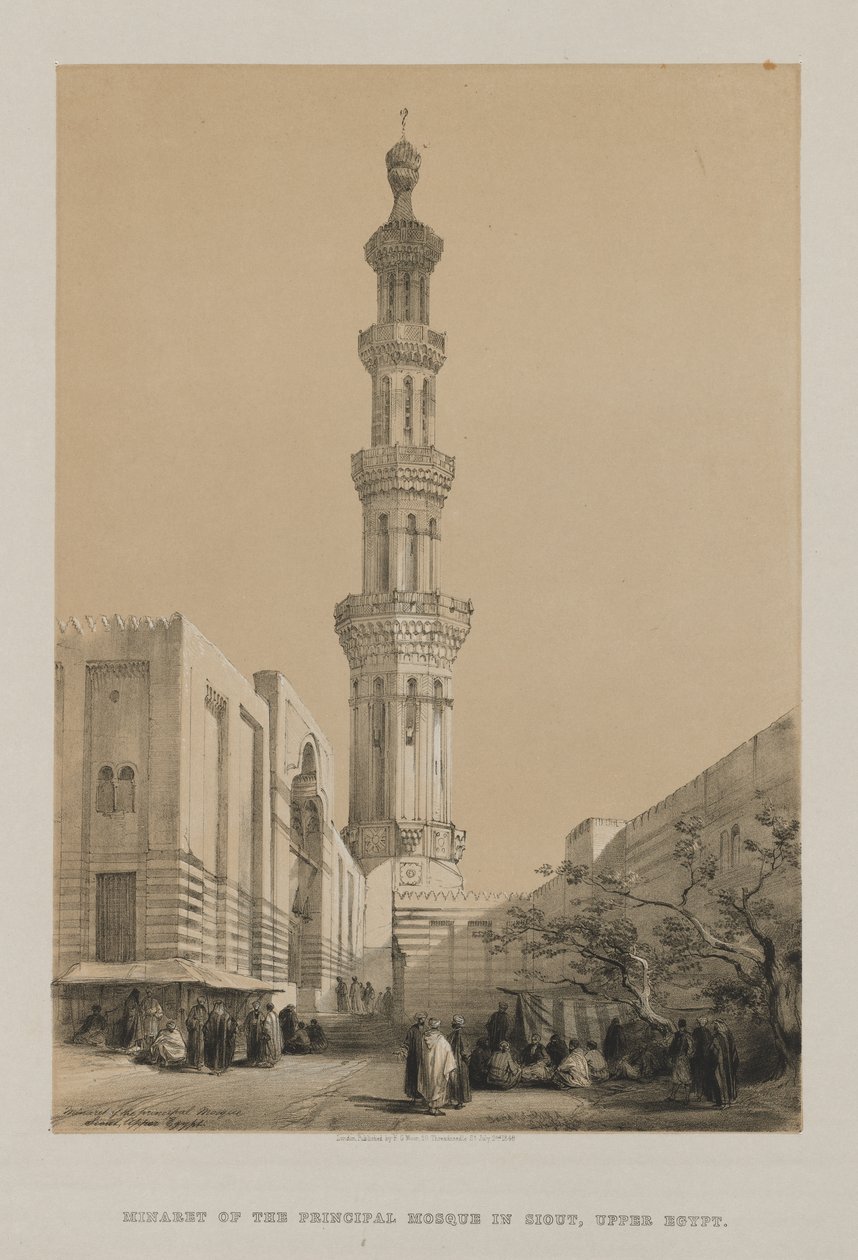 Egypt and Nubia, Volume III: Minaret of the Principal Mosque Siout, Upper Egypt by Louis Haghe