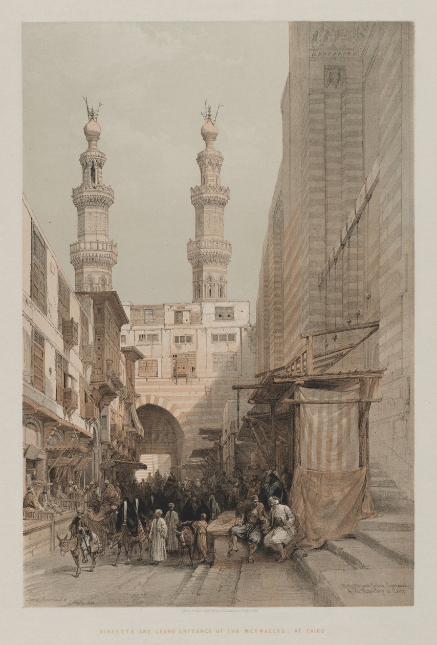 Minarets, and Grand Entrance of the Metwaleys, at Cairo by Louis Haghe