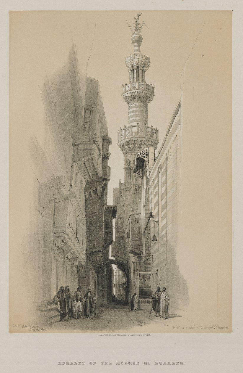 Egypt and Nubia, Volume III: The Minaret of the Mosque El Rhamree by Louis Haghe