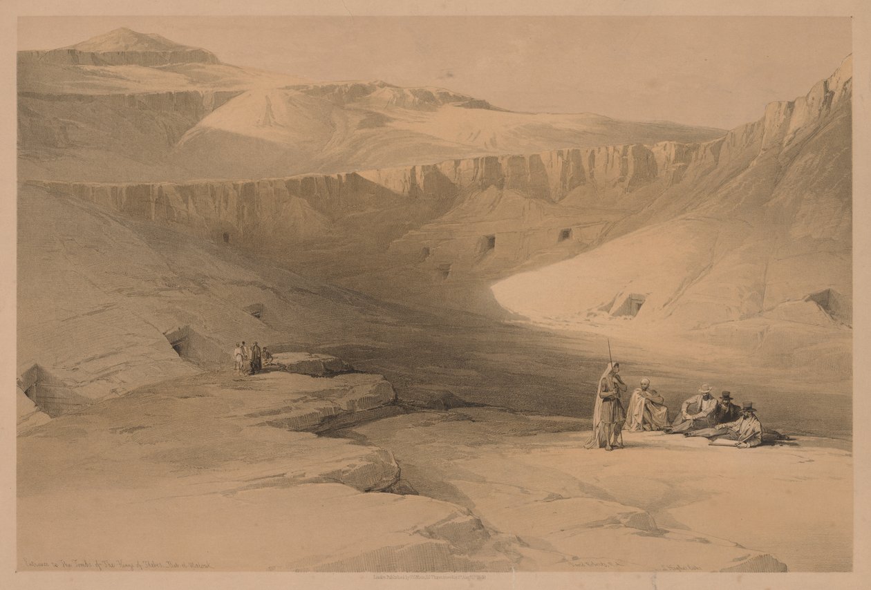 Egypt and Nubia: Volume II - No. 34, Entrance to the Tombs of the Kings of Thebes, 1838 by Louis Haghe