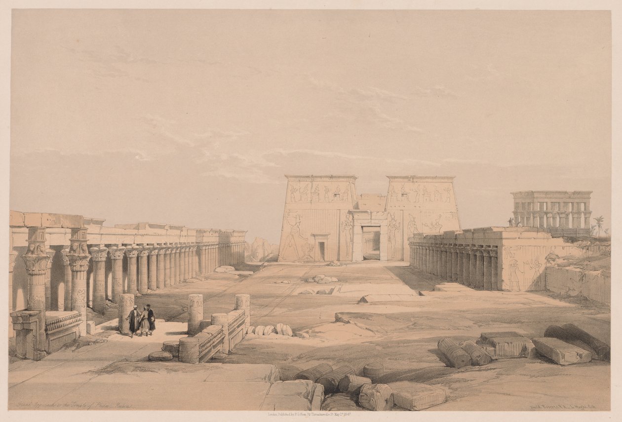 Egypt and Nubia: Volume I - No. 42, Grand Approach to the Temple of Philae, Nubia, 1838 by Louis Haghe