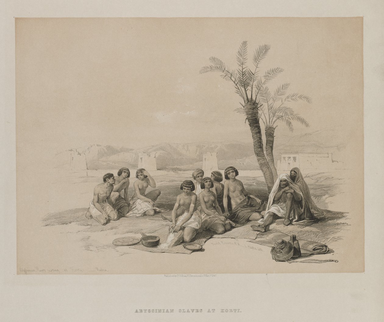 Egypt and Nubia, Volume I: Abyssinian Slaves Resting at Korti-Nubia, 1847 by Louis Haghe