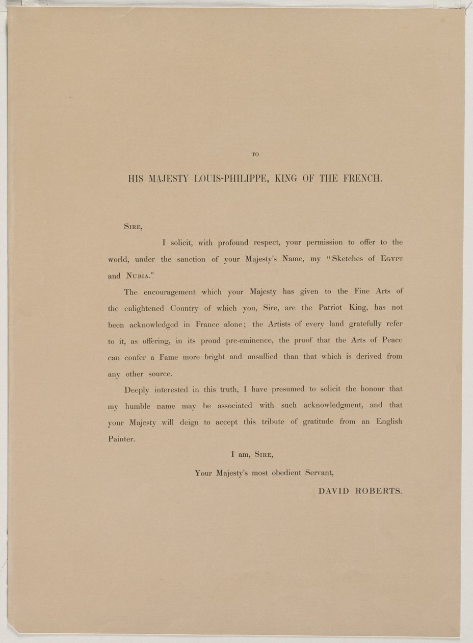 Egypt and Nubia, Volume I: Dedication Page, 1846 by Louis Haghe