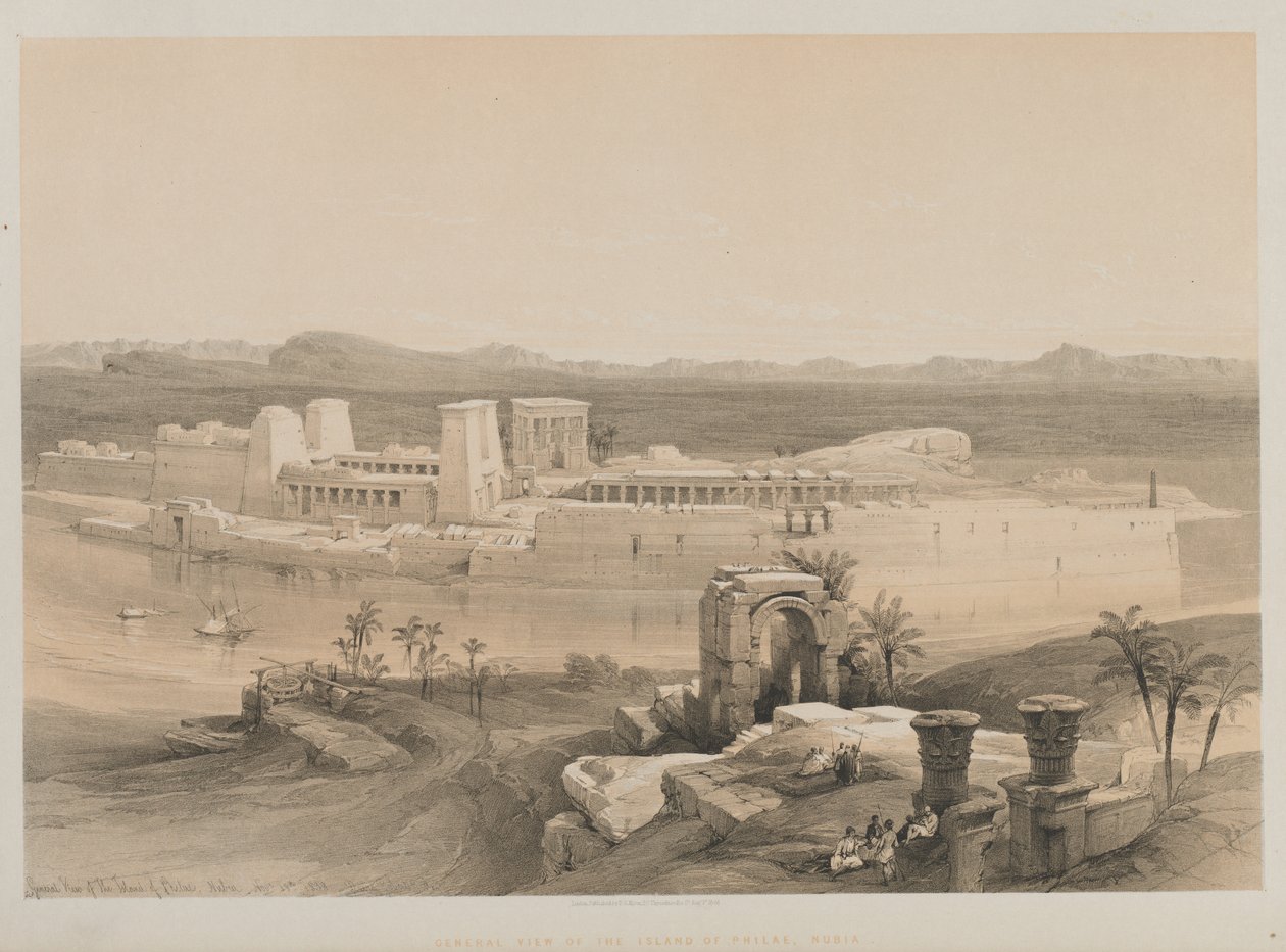 Egypt and Nubia, Volume I: General View of the Island of Philae, Nubia, 1846 by Louis Haghe