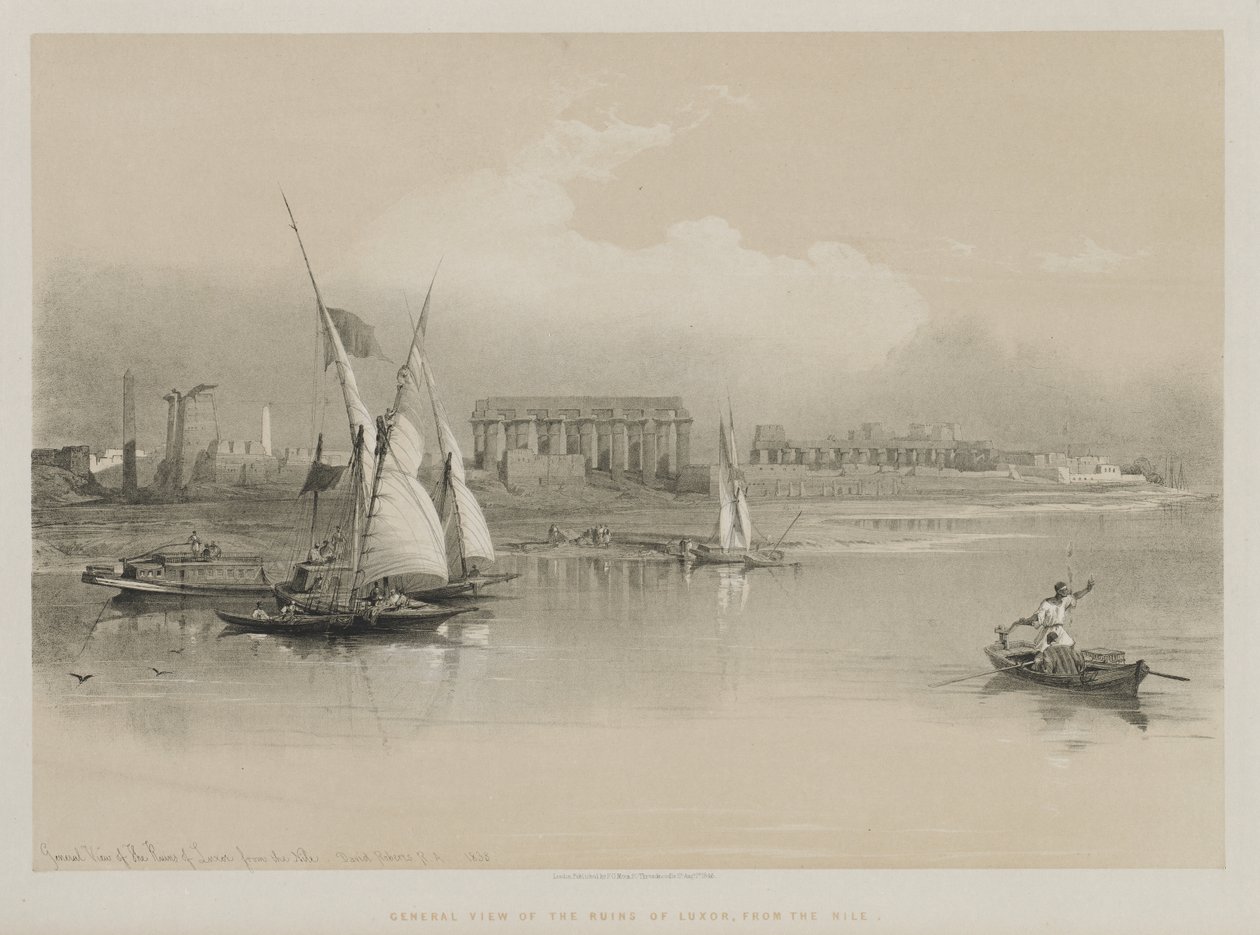 General View of the Ruins of Luxor, From the Nile by Louis Haghe