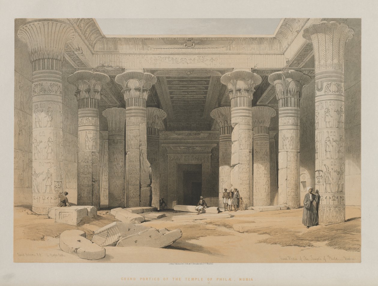 Egypt and Nubia, Volume I: Grand Portico of the Temple of Philae, Nubia by Louis Haghe