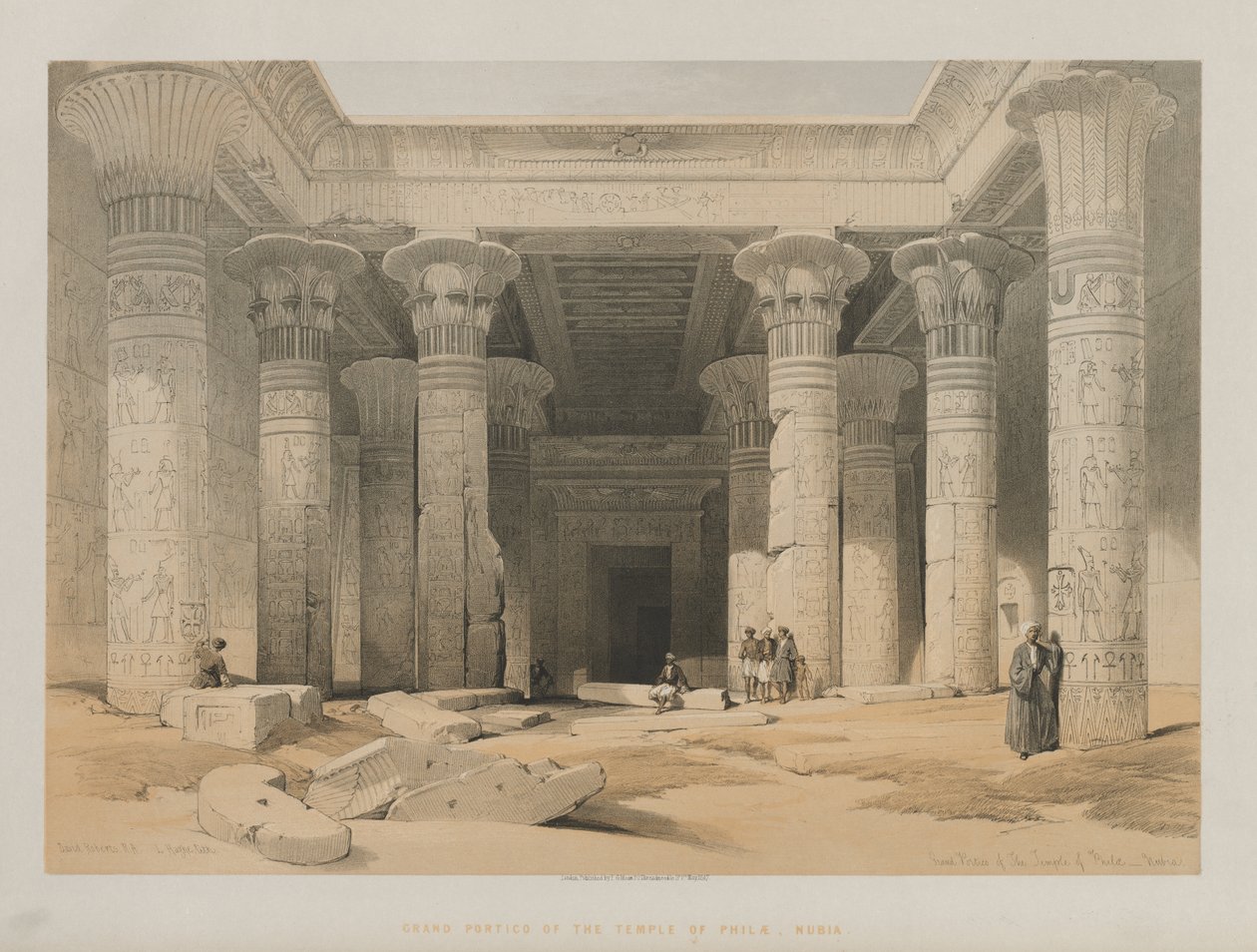 Egypt and Nubia, Volume I: Grand Portico of the Temple of Philae, Nubia, 1847 by Louis Haghe